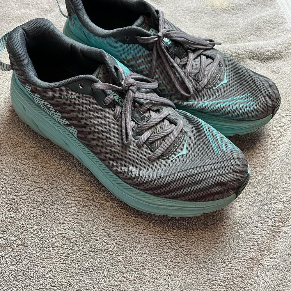 Hoka One One Women's Gray and Teal Running Shoes Size